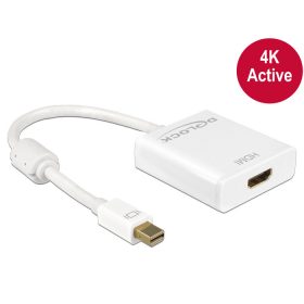   Delock Adapter mini Displayport 1.2-dugós csatlakozó > HDMI-csatlakozóhüvely 4K aktív, 20cm, fehér