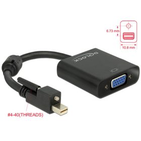  Delock Adapter mini Displayport 1.2-dugós csatlakozó csavarral > VGA-csatlakozóhüvely fekete (62641)