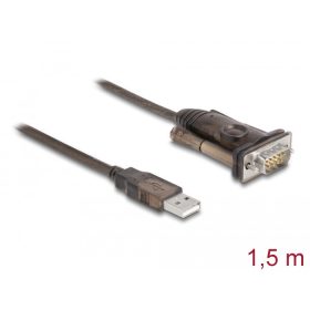 Delock USB 2.0 - 1 x soros RS-232 D-Sub kábel 1,5 m (62646)