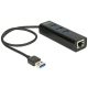 Delock 62653 USB3.0 Hub 3 portos + Gigabit LAN fekete