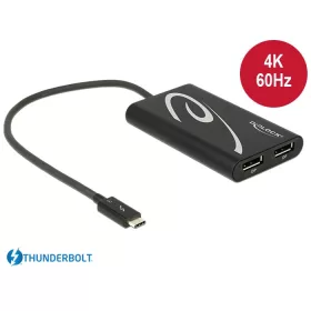   Delock Adapter Thunderbolt  3 csatlakozódugóval > 2 x Displayport csatlakozóhüvellyel 4K 60 Hz