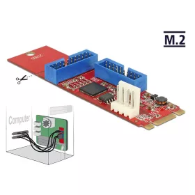   Delock Átalakító, M.2 aljzat B+M nyílással, csatlakozódugó > 2 x USB 3.0-s csatlakozósor (62843)