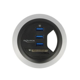   Delock 3 portos asztalba építhető USB 3.0 Hub + kártyaolvasó (62869)