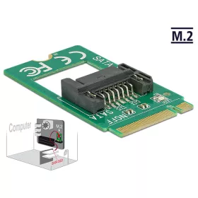  Delock Adapter, M.2 aljzat B nyílással, csatlakozódugó > 7 tus SATA - formatényezo (2242) (62876)