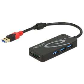   Delock Külso, USB 3.1-es, 1. generációs elosztó, USB A-típusú > 3 x USB A-típusú + két nyílással ren
