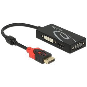   Delock Adapter Displayport 1.2-dugós csatlakozó > VGA / HDMI / DVI-csatlakozóhüvely 4K passzív feket