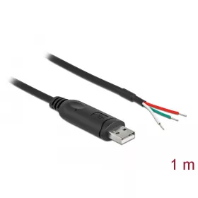   Delock adapterkábel USB 2.0 Type-A és soros RS-232 közötti 3 nyitott vezetékkel 1 m
