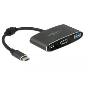   Delock 62991 Adapter USB Type-C apa > HDMI anya (DP Alt mód) 4K 30 Hz + USB A-típusú + USB Type-C PD