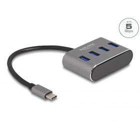   Delock 4 portos USB 3.2 Gen 1 hub USB Type-C csatlakozóval   USB Type-A portok a tetején