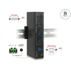   Delock külső ipari hub4 x USB 3.0 A 15 kV ESD védelemmel (63309)