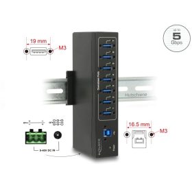   Delock Külso ipari hub 7 x USB 3.0 A-típusú 15 kV ESD védelemmel