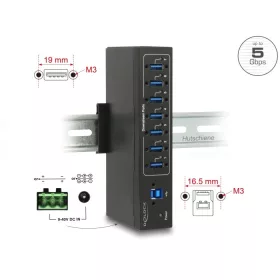   Delock Külso ipari hub 7 x USB 3.0 A-típusú 15 kV ESD védelemmel