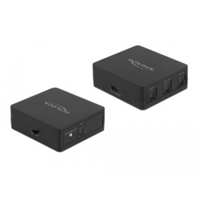   Delock S/PDIF TOSLINK kapcsolat 1 bemenettel és 3 kimenettel USB tápellátással (63397)