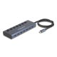 Delock USB 5 Gbps hub 7 USB Type-C  porttal és kapcsolóval, melyből 6 adatport és egy adat és 20 Wattos PD port (63410)