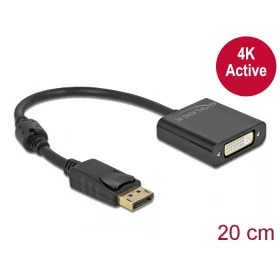   Delock Adapter DisplayPort 1.2-dugós csatlakozó-DVI-csatlakozóhüvely 4K aktív fekete (63482)