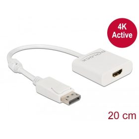  Delock Adapter DisplayPort 1.2-dugós csatlakozó-HDMI-csatlakozóhüvely 4K aktív fehér (63586)