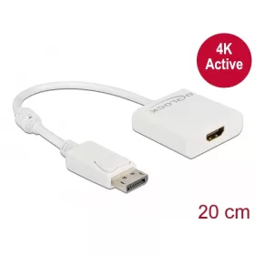   Delock Adapter DisplayPort 1.2-dugós csatlakozó-HDMI-csatlakozóhüvely 4K aktív fehér (63586)