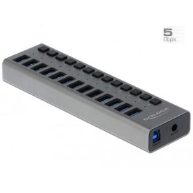   Delock Külső SuperSpeed USB hub 13 bemenettel és kapcsolóval
