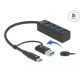 Delock 4 Port USB 3.2 Gen 1 Hub USB Type-C  vagy A-típusú USB konnektorral
