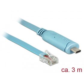   Delock USB 2.0 C-típusú apa > 1 x soros RS-232 RJ45 apa 3m kék (63914)