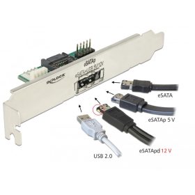   Delock Hátlapi lemez 1 x eSATApd 5 V / 12 V csatlakozóval (63921)