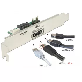   Delock Hátlapi lemez 1 x eSATApd 5 V / 12 V csatlakozóval (63921)