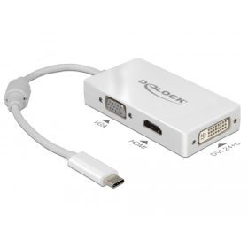   Delock Adapter USB Type-C-dugós csatlakozó > VGA / HDMI / DVI-csatlakozóhüvely fehér (63924)