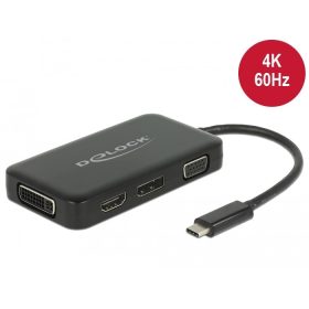   Delock USB-C átalakító egy VGA, HDMI, DVI vagy DisplayPort kijelzőhöz (63929)