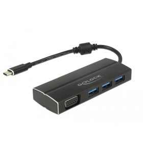   Delock USB 3.1 Gen 1 adapter USB Type-C tápfeszültségporttal, 3 x 3.0 A-típusú USB kapcsolódási pont