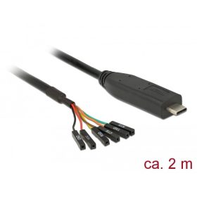   Delock átalakító USB Type-C  2.0 apa LVTTL-hez 3,3 V 6 tűs fejlécű, anya 6 tűs fejlécű, 2,0 m (63946)