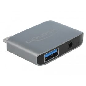   Delock Audio átalakító USB Type-C  apa - sztereó jack anya 3,5 mm-es + USB 3,0 A-es anya (63965)