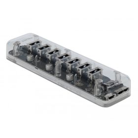 Delock Külso 3.0 USB hub 7 porttal, átlátszó