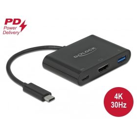   Delock USB Type-C  adapter 4K 30 Hz   s HDMI-hez A- és USB Type-C  PD porttal