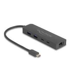   Delock 10 Gbps USB hub 2,5 Gigabit LAN porttal és PD 85 Watt (64110)