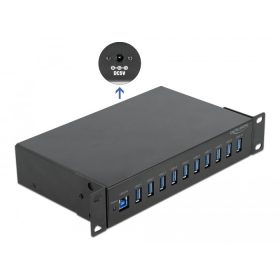   Delock 10  ipari hub 10 x USB 3.2 Gen 1 A-típusú csatlakozóval