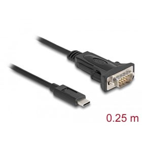   Delock Adapter USB Type-C - 1 x soros RS-232 D-Sub 9 tűs apa csavarokkal 0,25 m