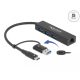 Delock 64149 USB3.0 HUB 4 portos + Gigabit LAN fekete