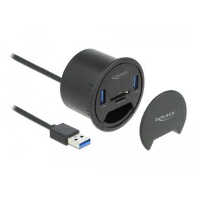   Delock 2 portos asztali hub 2 x SuperSpeed USB Type-A és kártyaolvasó SD és Micro számára