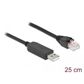   Delock Soros kapcsolati kábel FTDI chipszettel, USB 2.0 A-típusú apa - RS-232 RJ45 apa, 25 cm hosszú (64158)