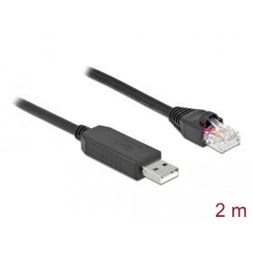   Delock USB 2.0 -> RS-232 RJ45 apa soros kábel 2m fekete (8564161203)