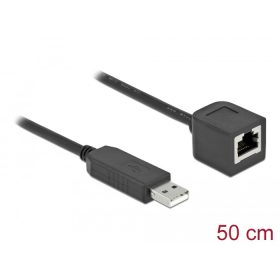   Delock Soros kapcsolati kábel FTDI chipszettel, USB 2.0 A-típusú apa - RS-232 RJ45 anya, 50 cm hossz (64163)