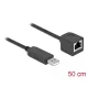 Delock Soros kapcsolati kábel FTDI chipszettel, USB 2.0 A-típusú apa - RS-232 RJ45 anya, 50 cm hossz (64163)