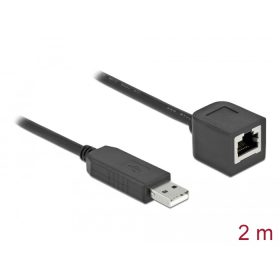   Delock Soros kapcsolati kábel FTDI chipszettel, USB 2.0 A-típusú apa - RS-232 RJ45 anya, 2 m hosszú, (64165)