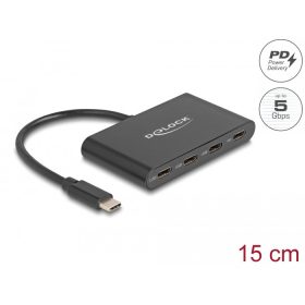   Delock USB 3.2 Gen 1 USB Type-C Hub 3 db USB Type-C anya + 1 x USB Type-C PD 100 Watt