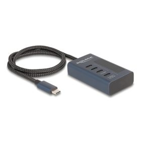   Delock USB 10 Gbps hub 4 db. USB Type-C  porttal, amelyből 3 adat csatlakoztatási felület és egy adat és 20 Watt-os PD tápjelzéssel (64189)