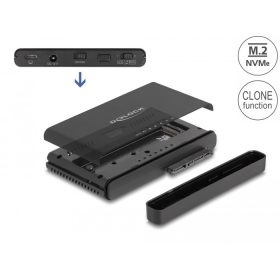   Delock USB Type-C átalakító 1 db. M.2 NVMe SSD + 1 db. SATA SSD / HDD klón funkcióval (64190)