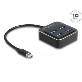   Delock USB 3.2 Gen 2 USB Type-C hub 4 x USB Type-A csatlakozóaljzattal   10 Gbps