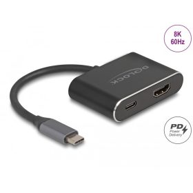   Delock USB Type-C adapter HDMI-re (DP Alt mód) 8K HDR-rel és Power Delivery 100 W-os tápellátással (64199)