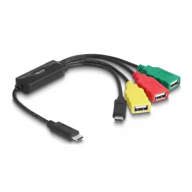   Delock 4 Port USB 2.0 kábel hub USB Type-C  - 3 x USB-A-csatlakozóhüvely + 1 x USB-C  dugó (64203)
