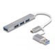 Delock 4 portos vékony USB Hub USB Type-C  vagy USB A-típusú - 3 x USB 2.0 Type-A csatlakozóhüvely + 1 x USB 5 Gbps Type-A csatlakozóhüvely ...
